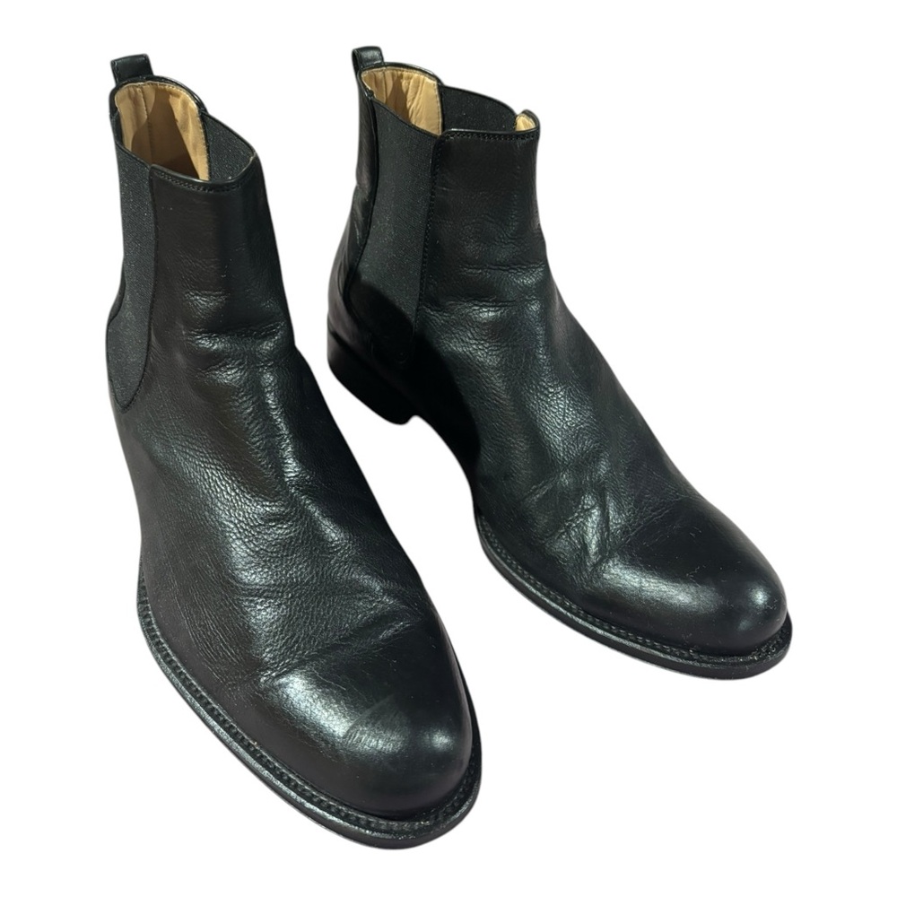 Magnanni Chelsea Boots Black Leather Pull On Leather Sole Men Size 8 M